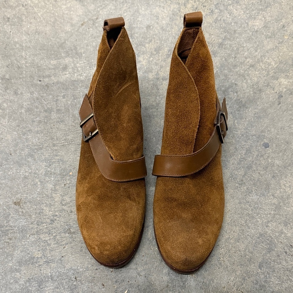 UGG Tan Suede Ankle Boots with Buckle